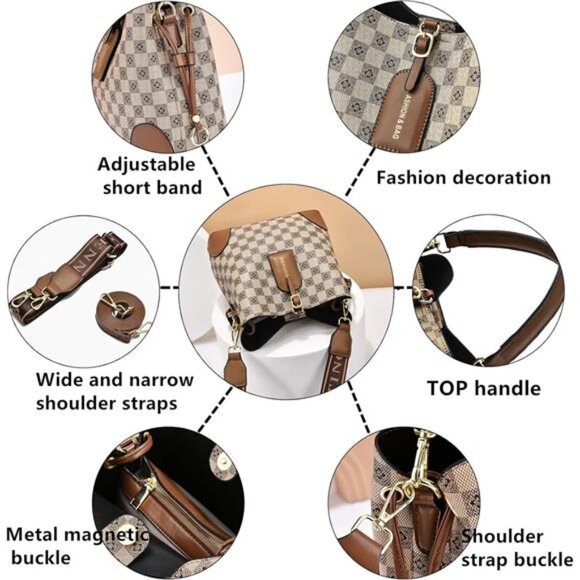 Women Handbags and‎ Purse Tote Bags Ladies Satchel Shoulder Bag Retro Top Bags - Picture 5 of 6